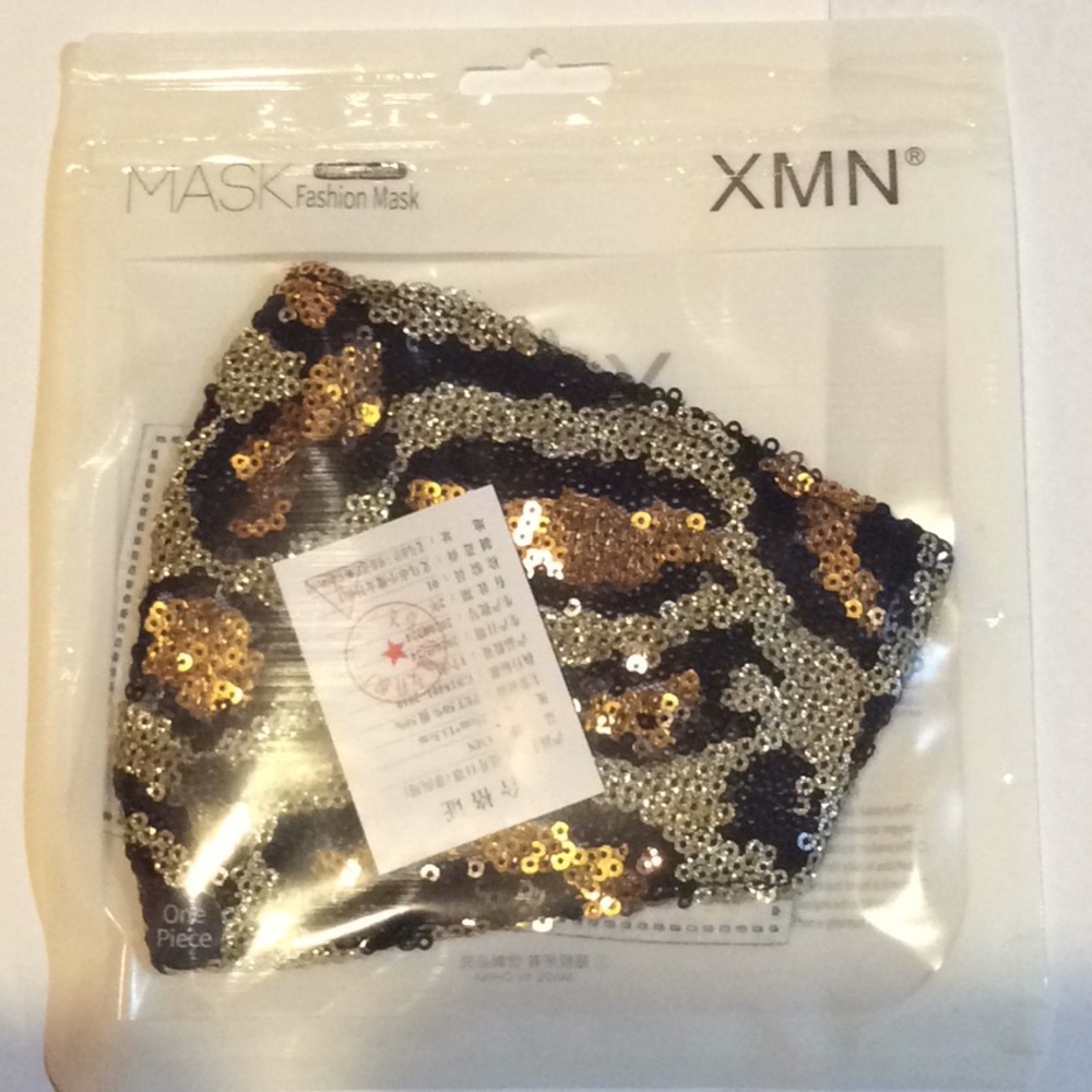 Face Mask Sequined Brown - Picture 1 of 7